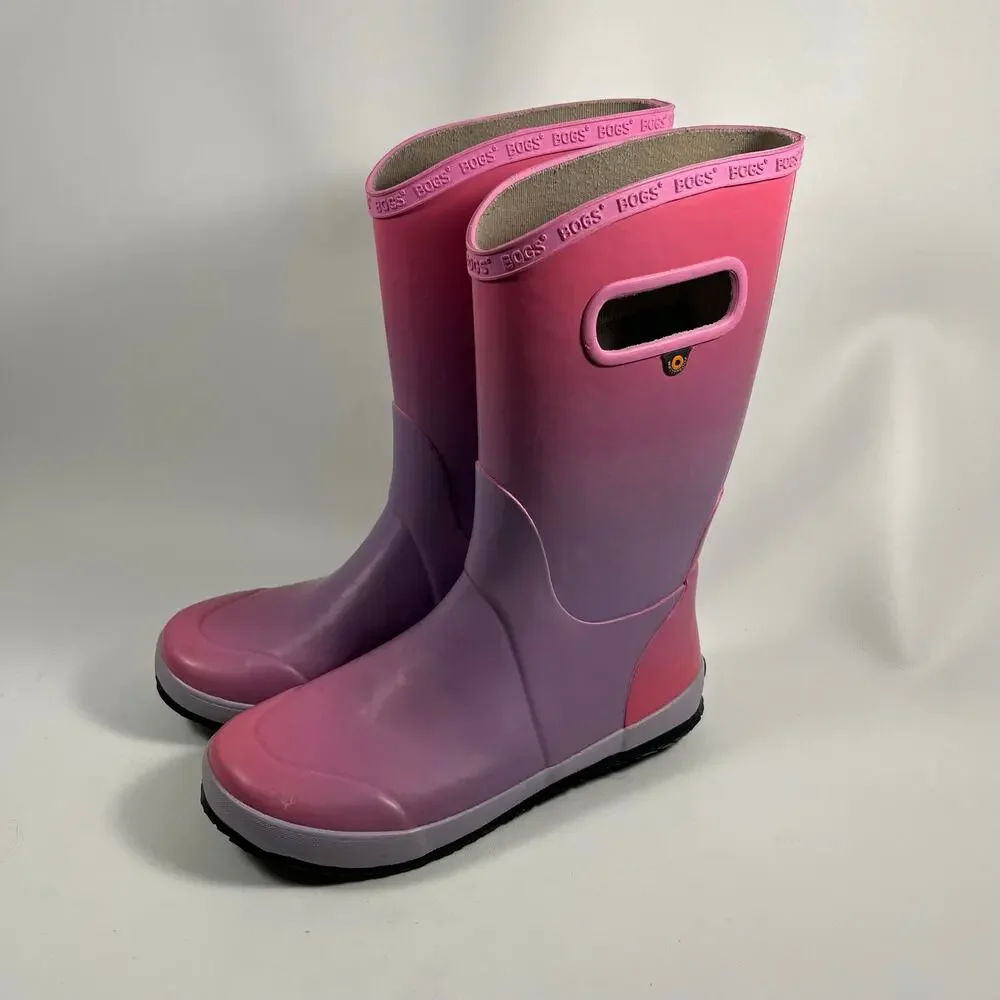 Bogs Pink Ombre Girls Rain Boots Sz 6 Waterproof Colorful Girly Casual